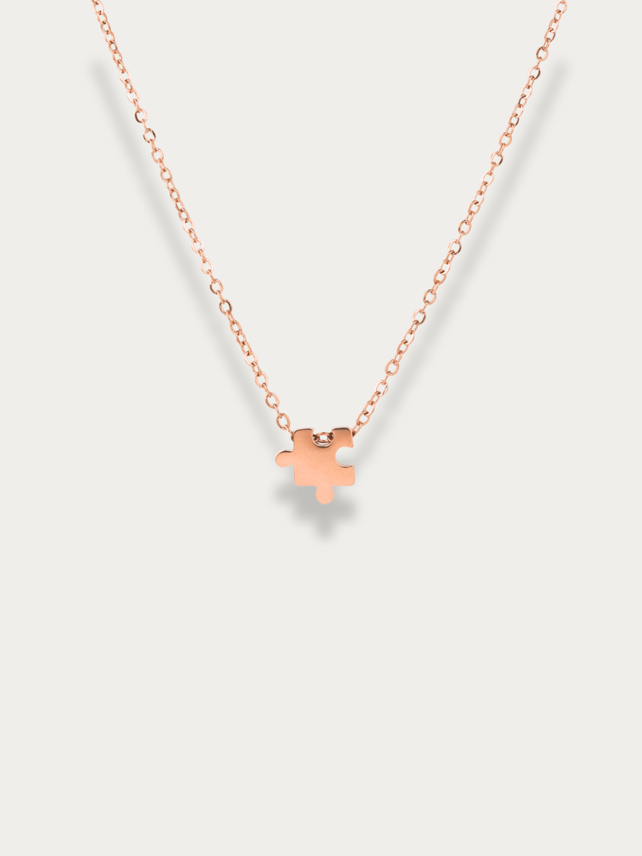 Kindred Puzzle Mini Engravable Necklace rose gold puzzle charm