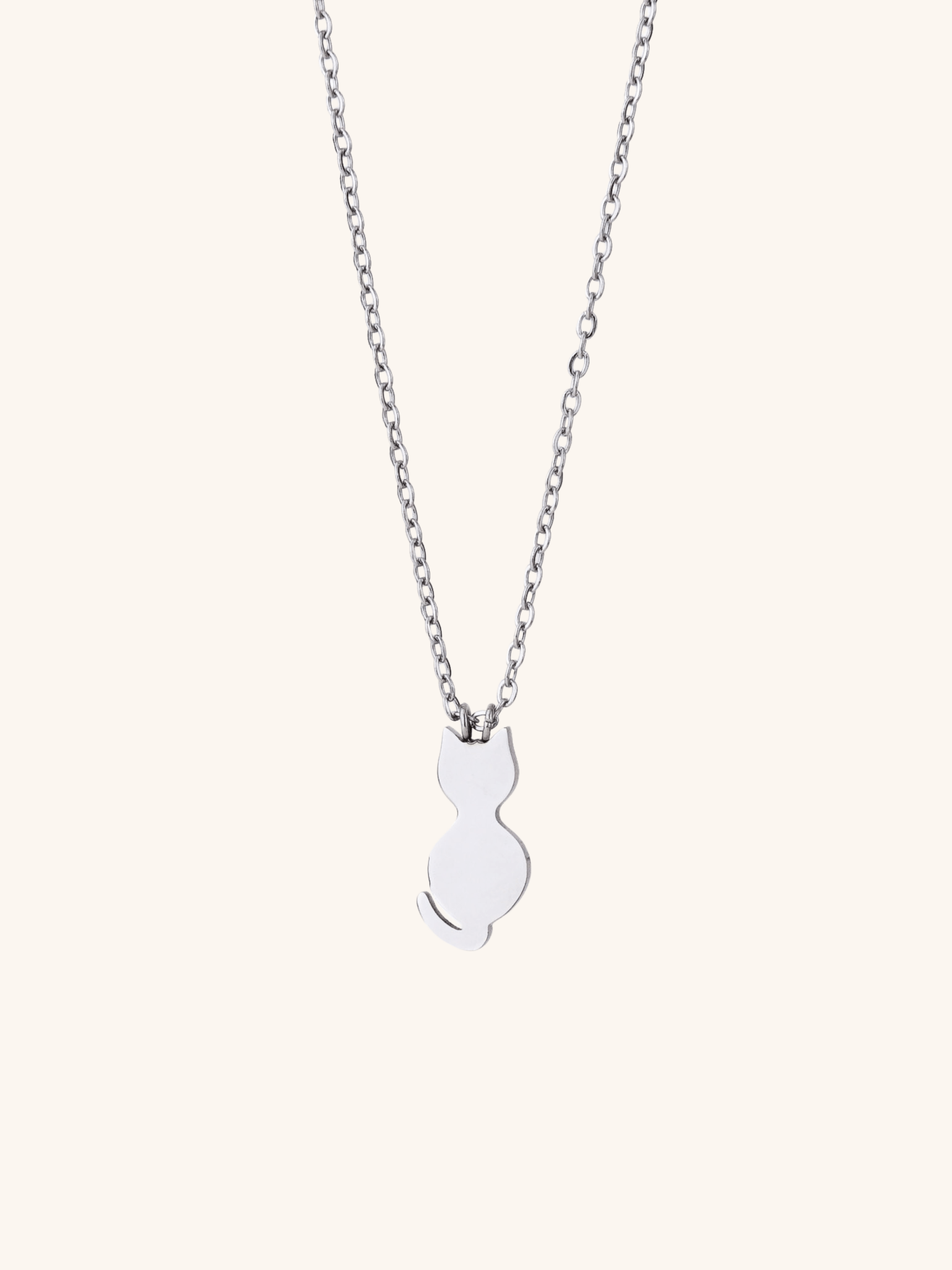 Kitty Pendant Engravable Necklace silver cat charm