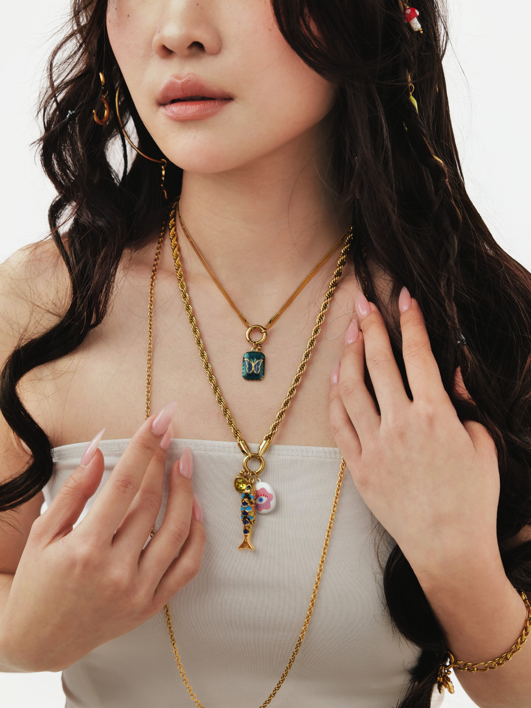 Koi fish charm stainless steel enamel everyday wear