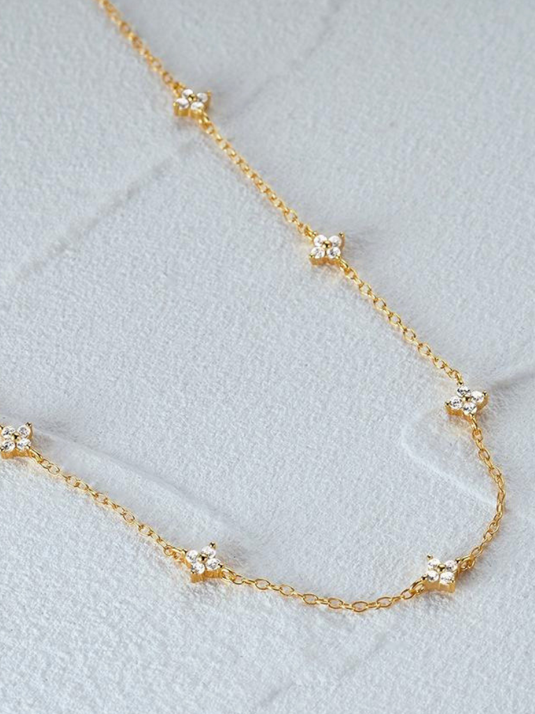 Close-up of LAUREL Floral Diamonds Necklace star charm detail