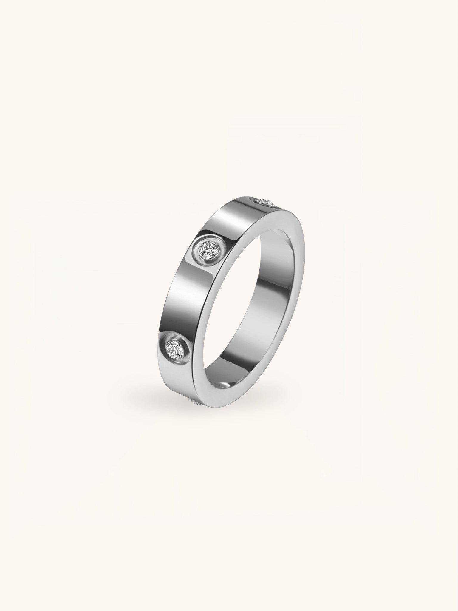 Lenn Diamond Band Ring silver stainless steel ring