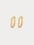 LEVI Oval Diamond Ear Hoops in gold, pair front view
