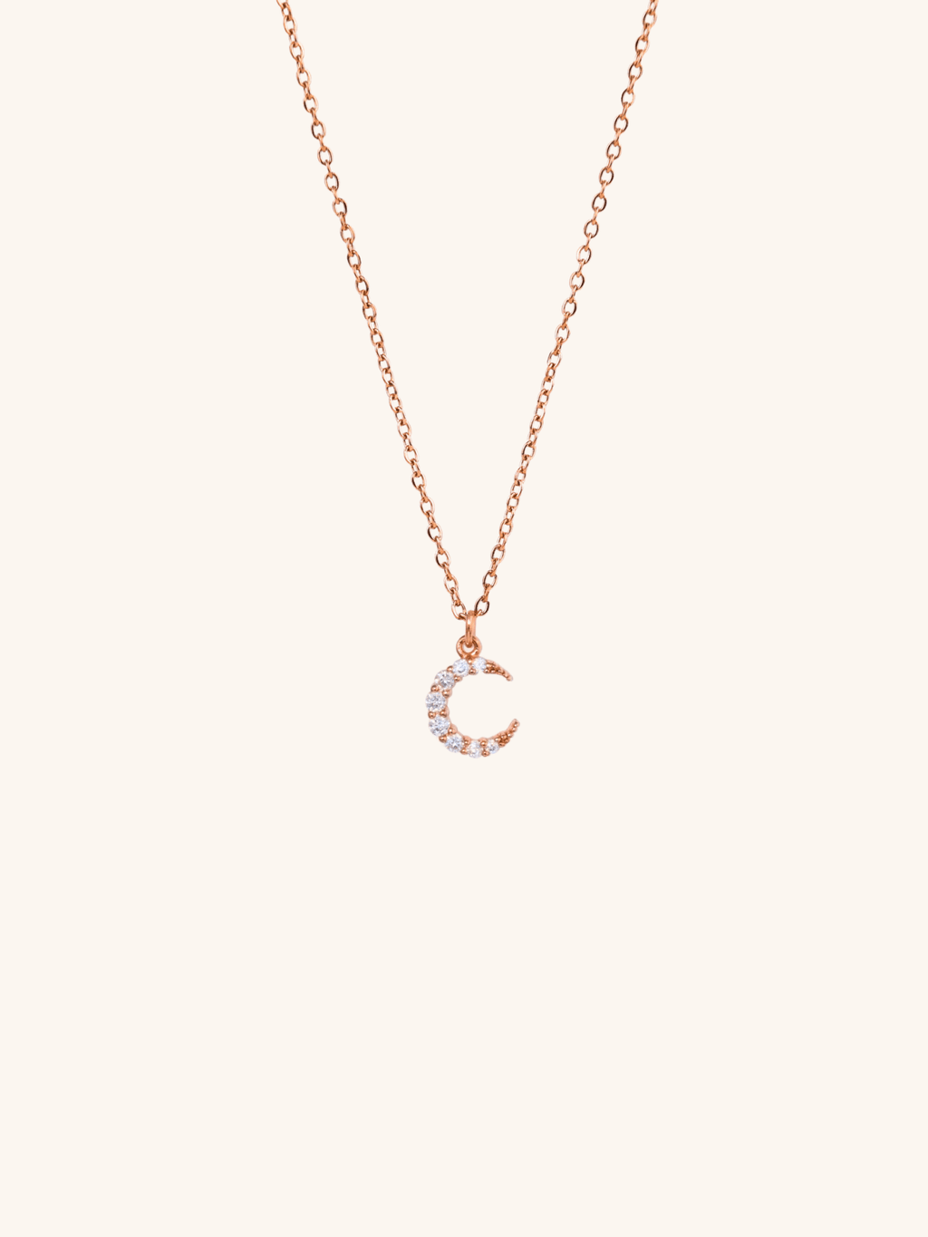 lightweight moon necklace sterling silver rose gold