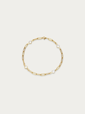 Lina Crystal Link Bracelet gold tone stainless steel, paperclip chain with four crystal bezels, product flatlay