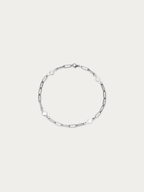 Lina Crystal Link Bracelet silver tone stainless steel, paperclip chain with four crystal bezels, product flatlay