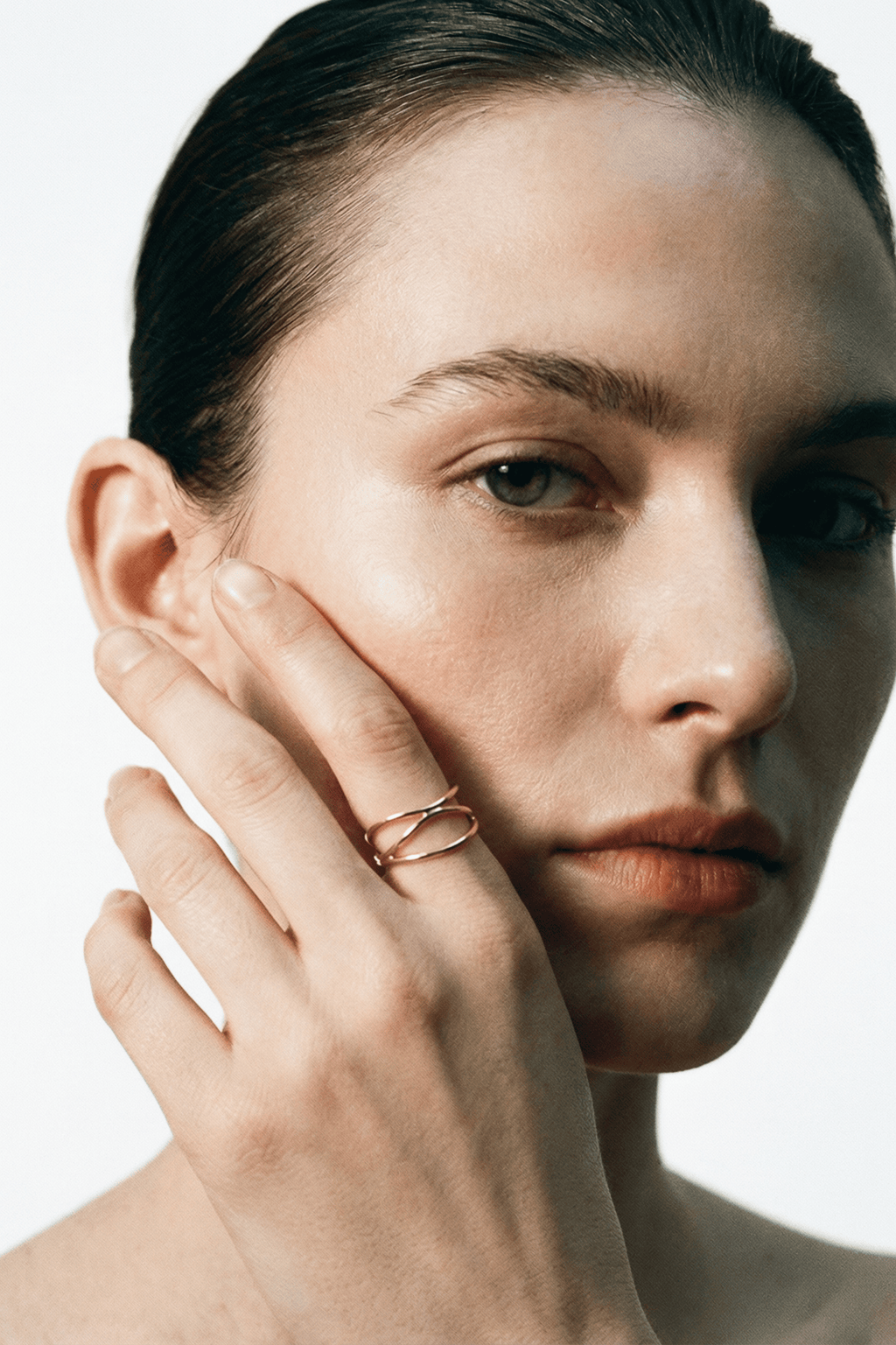 close up intertwined loop ring sculptural detail