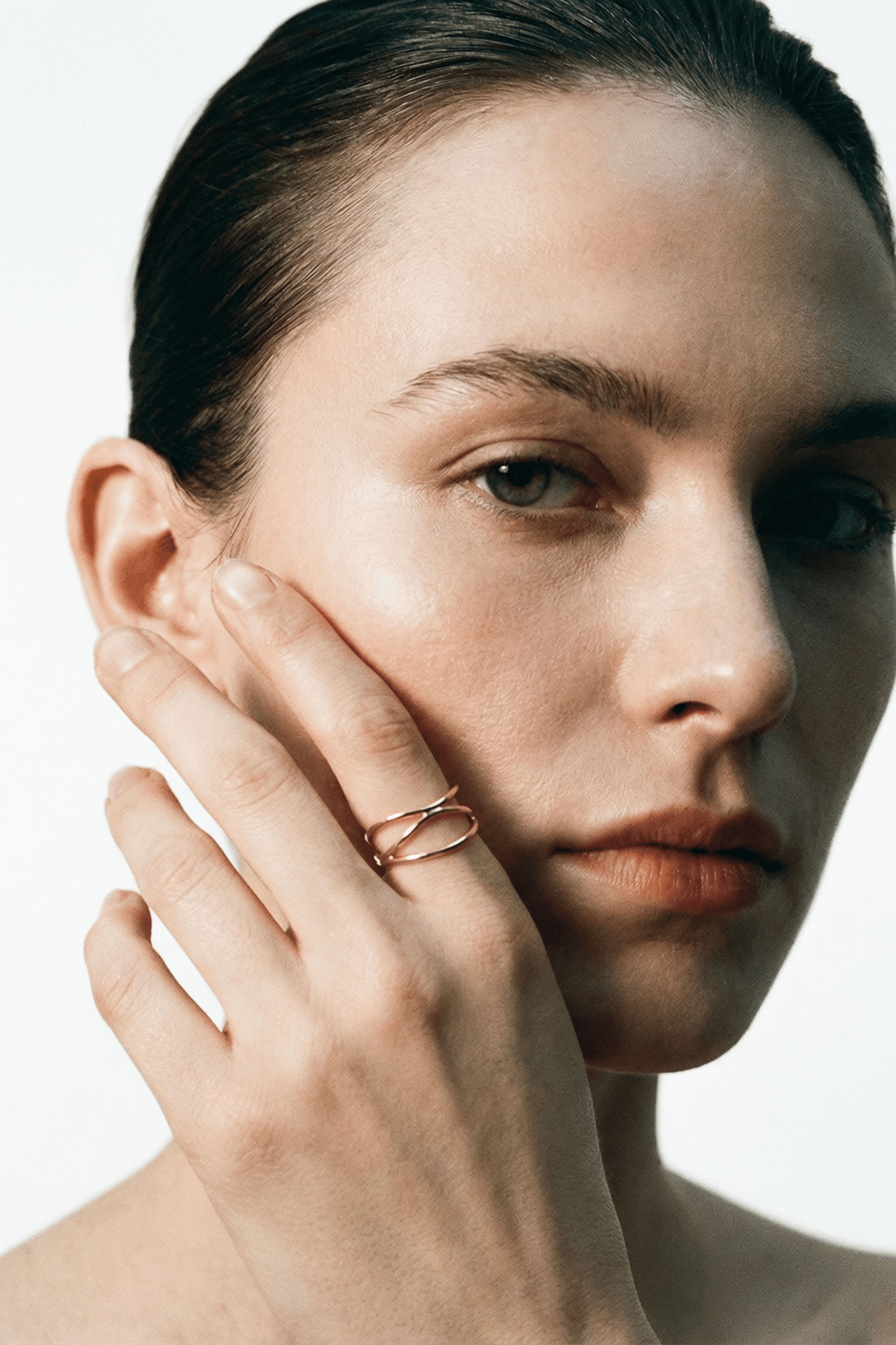 close up intertwined loop ring sculptural detail