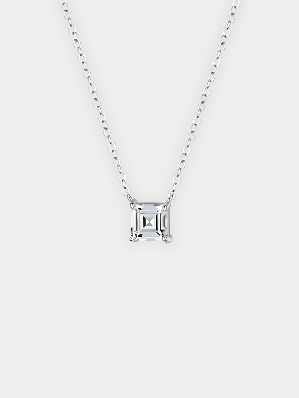 LUCA Square Diamond Necklace pendant detail, front view