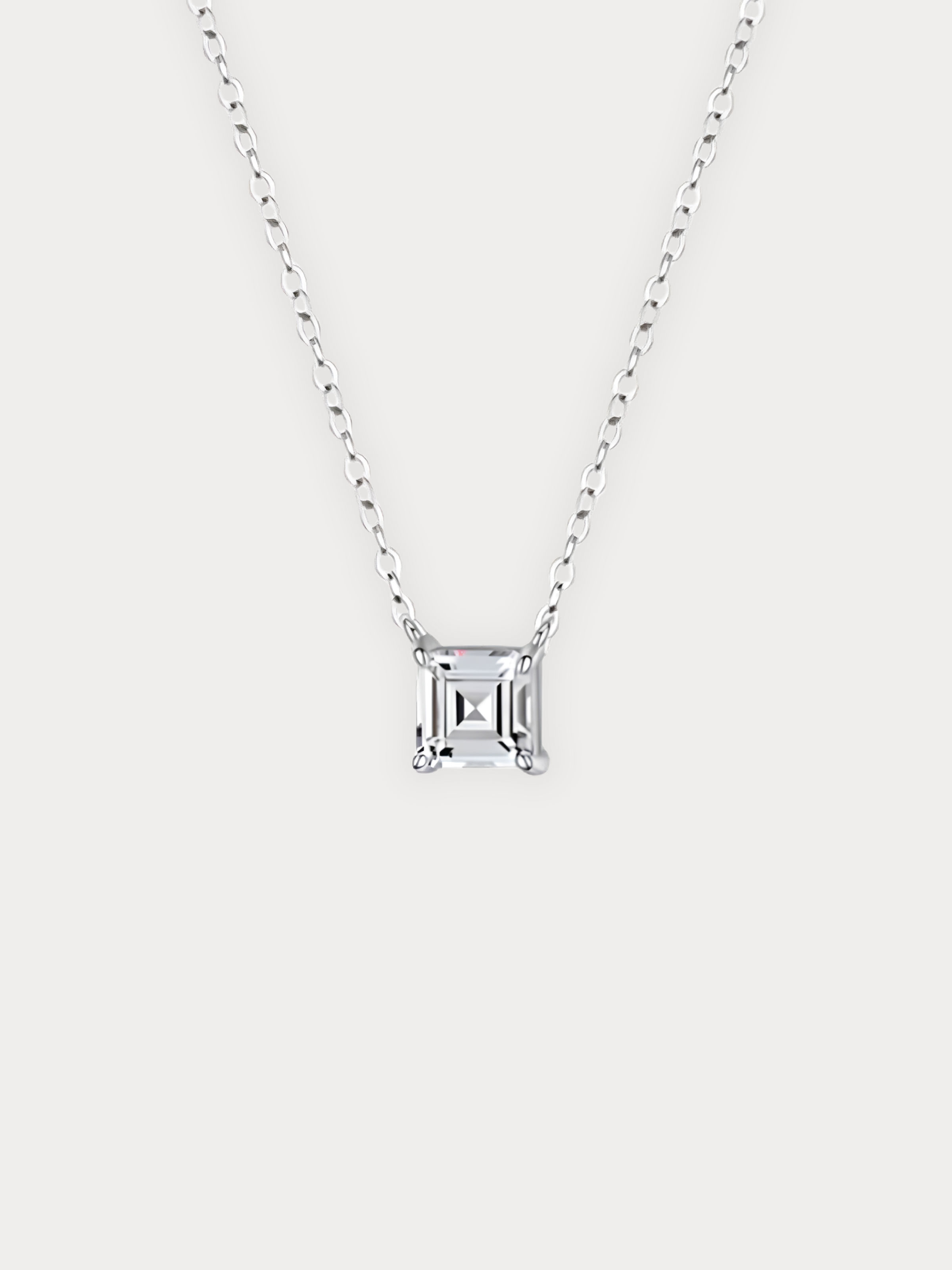 LUCA Square Diamond Necklace pendant detail, front view