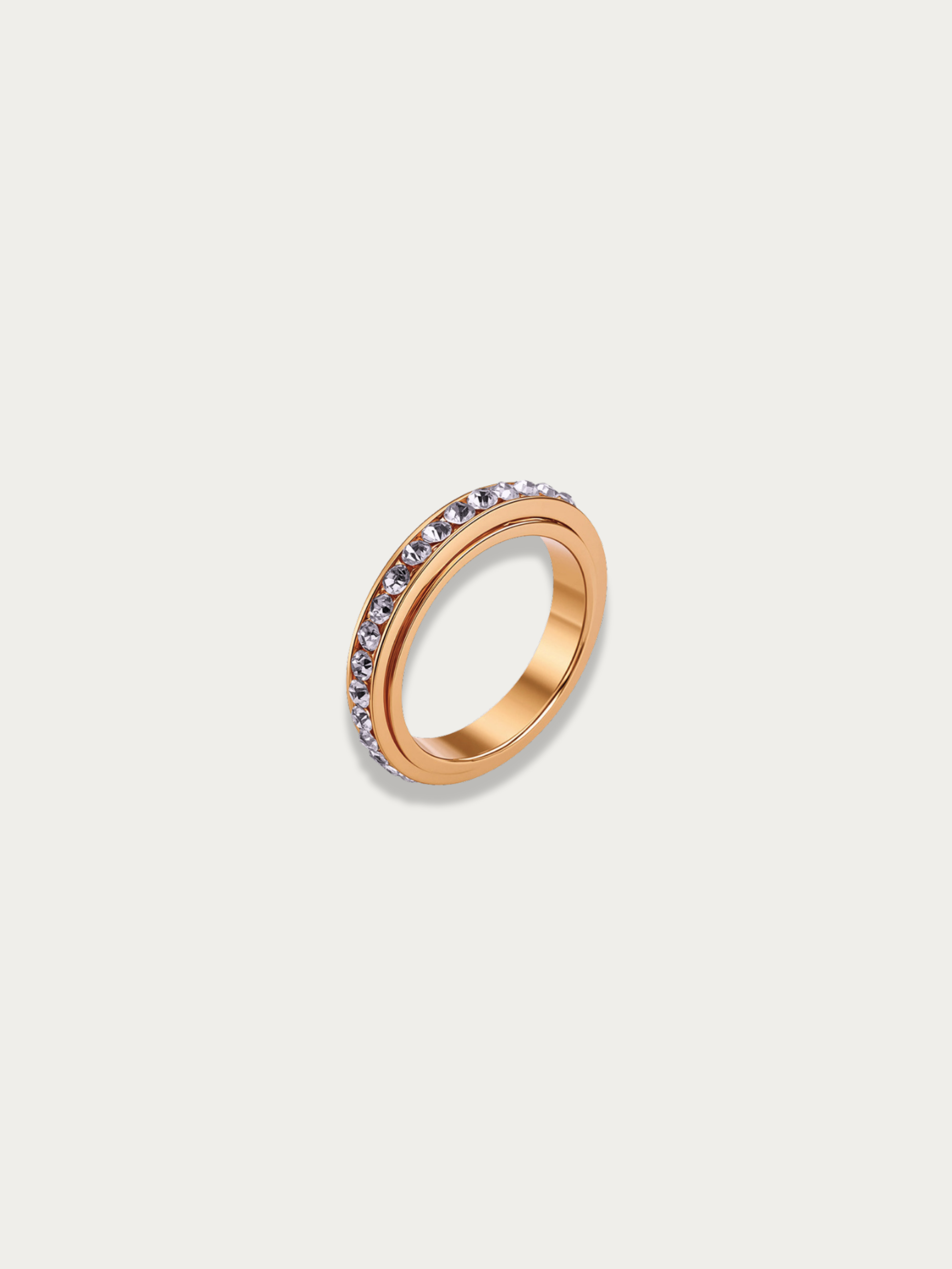 minimalist spinning ring on white background