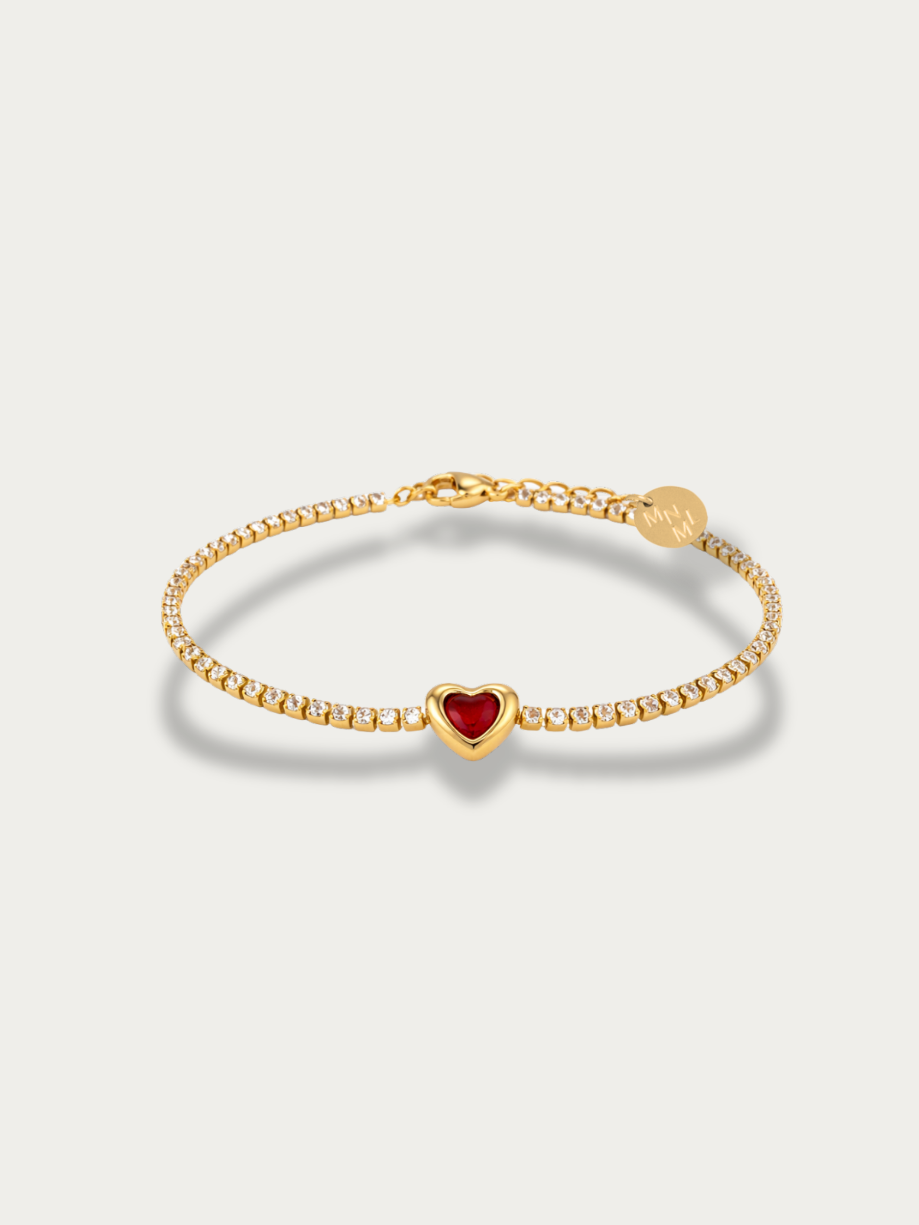 gold ruby heart tennis bracelet waterproof
