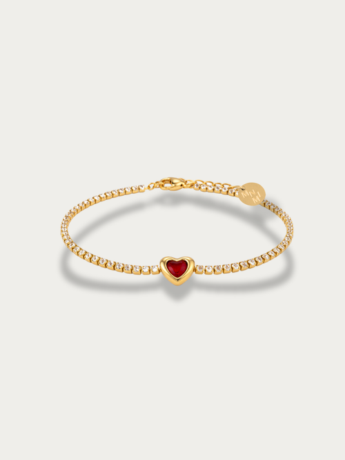 gold ruby heart tennis bracelet waterproof