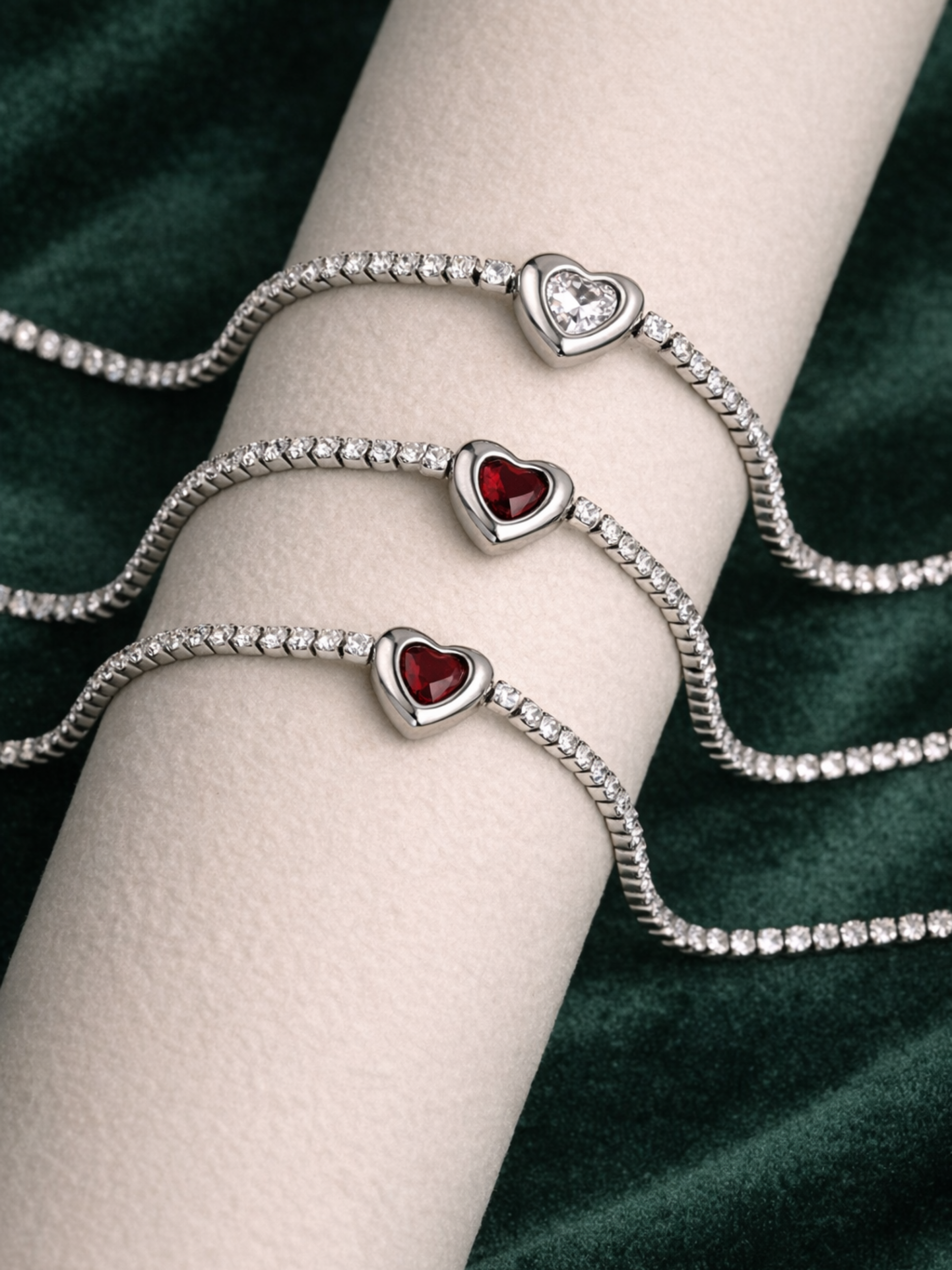 side view tennis bracelet crystal line design