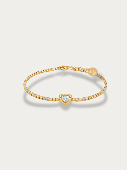 gold clear heart tennis bracelet waterproof