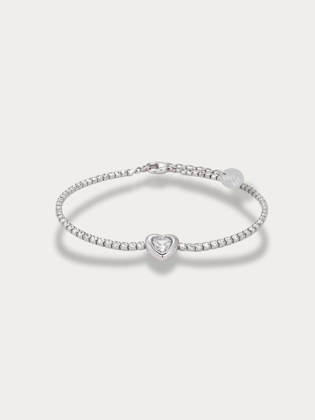 luminous heart clear stone tennis bracelet front view