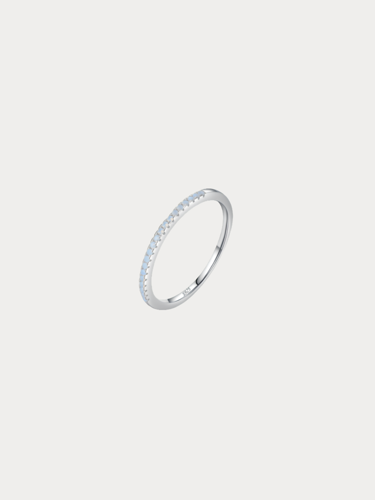 LYCIA Pavé Diamond Ring in blue CZ, 925 sterling silver