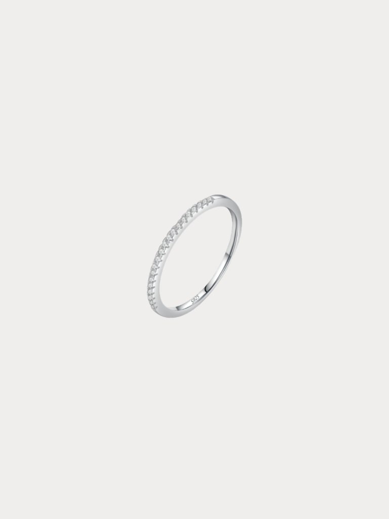 LYCIA Pavé Diamond Ring in clear CZ, 925 sterling silver