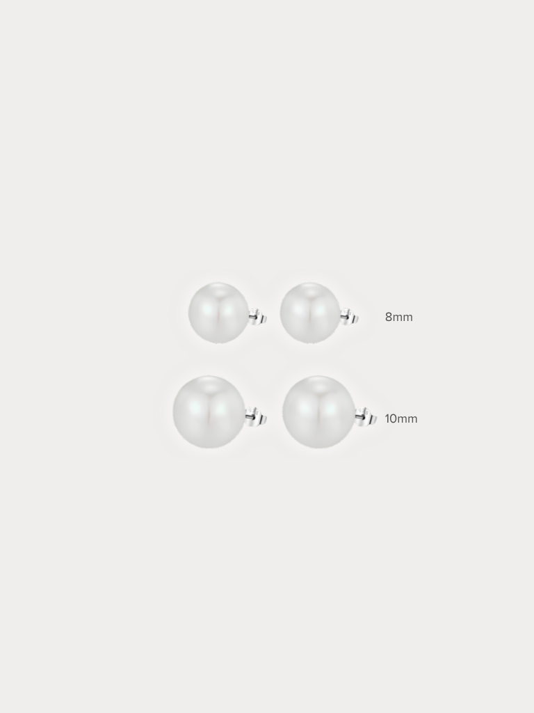 Side profile view of MEGHAN Pearl Stud earring