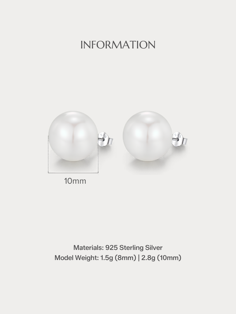 MEGHAN Pearl Studs size and material specifications
