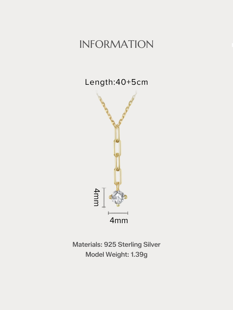 MILLER Diamond Paperclip Necklace pendant detail, 18K gold-plated silver