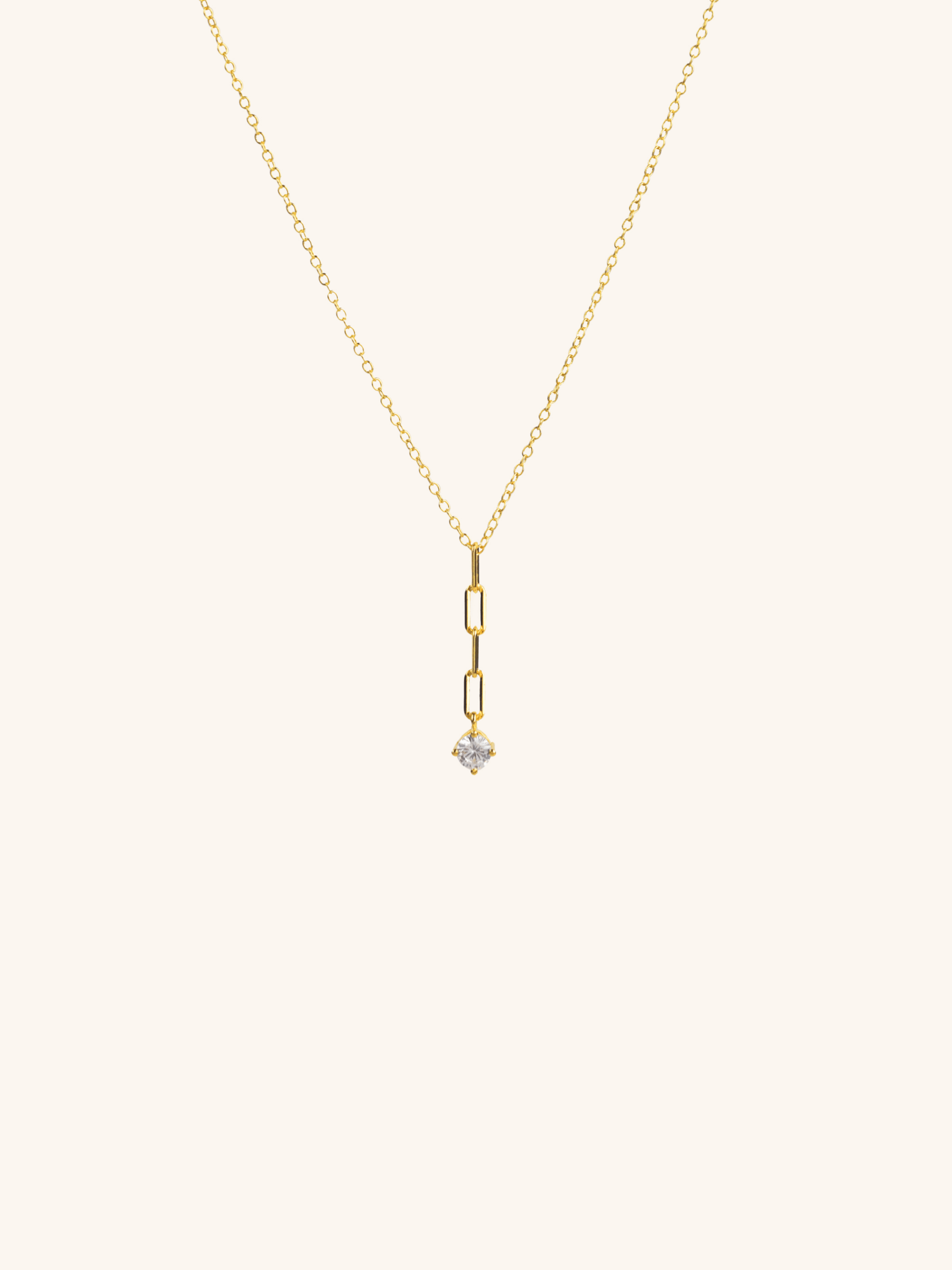 MILLER Diamond Paperclip Lariat Sterling Silver Necklace - Minimalist Lab