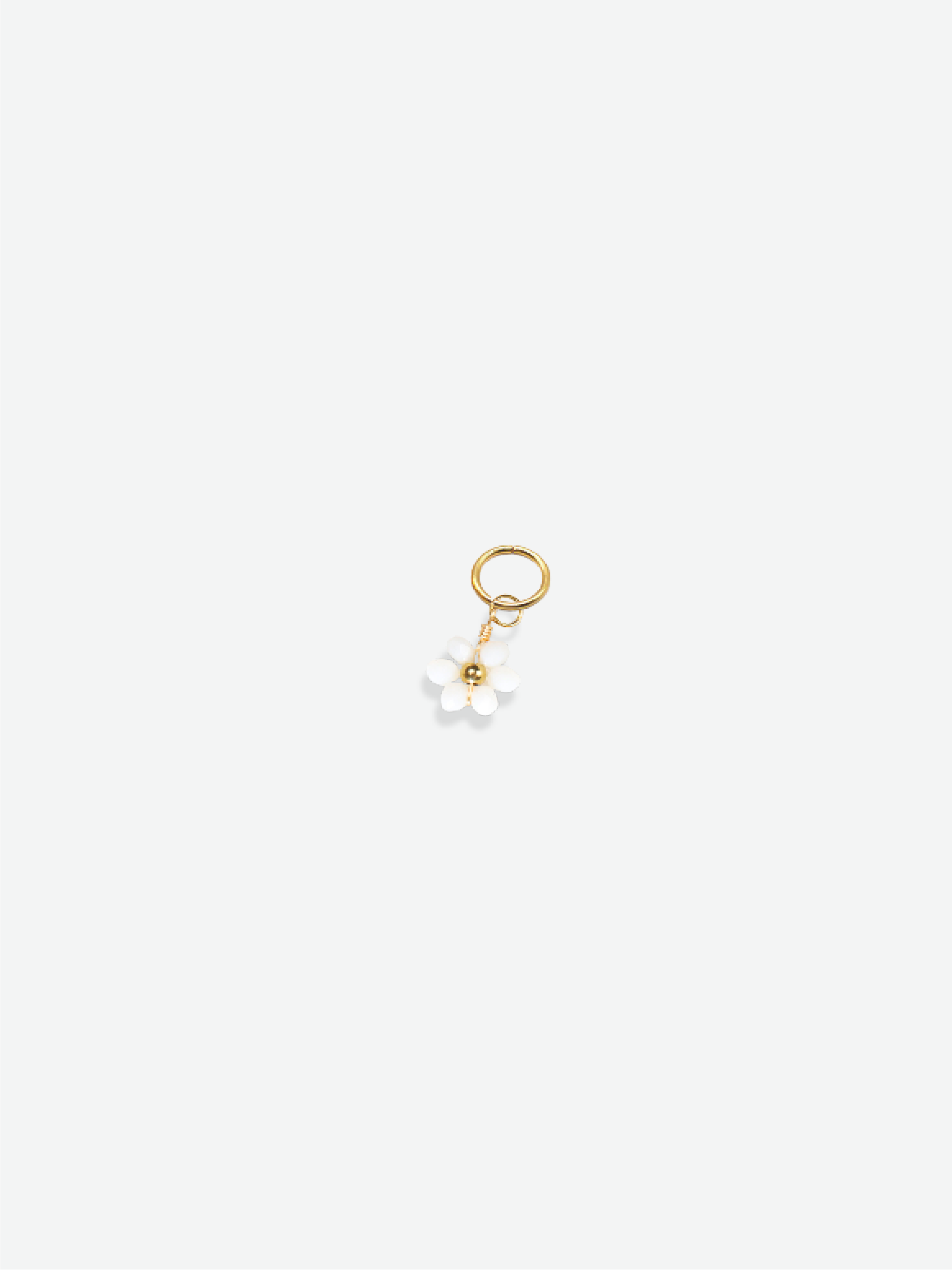 Mini beaded white flower charm 18K gold plated stainless steel