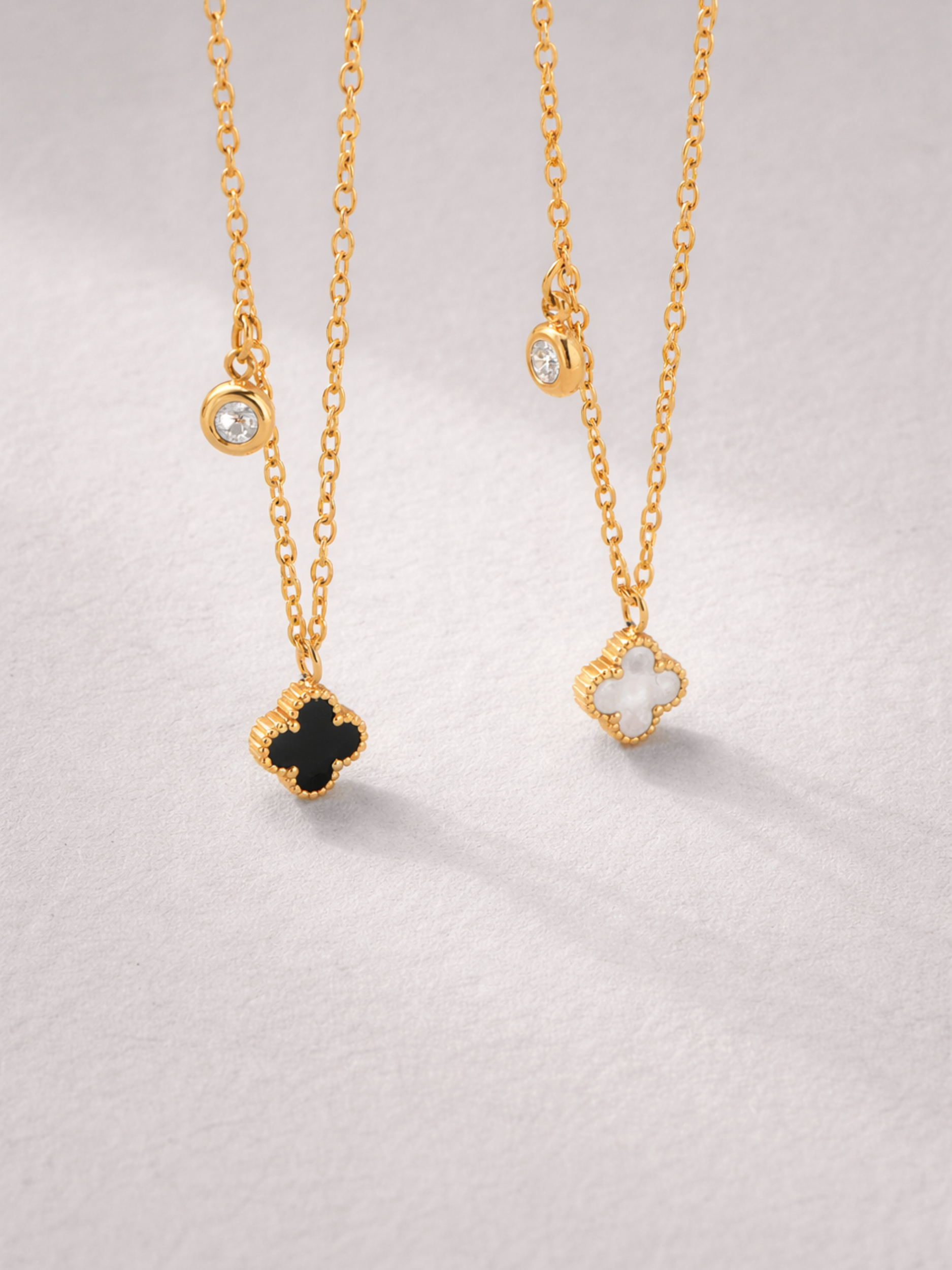 mini black clover pendant with cz stone detail