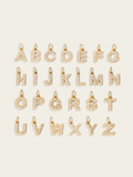 Mini diamond alphabet charm 18K gold plated stainless steel