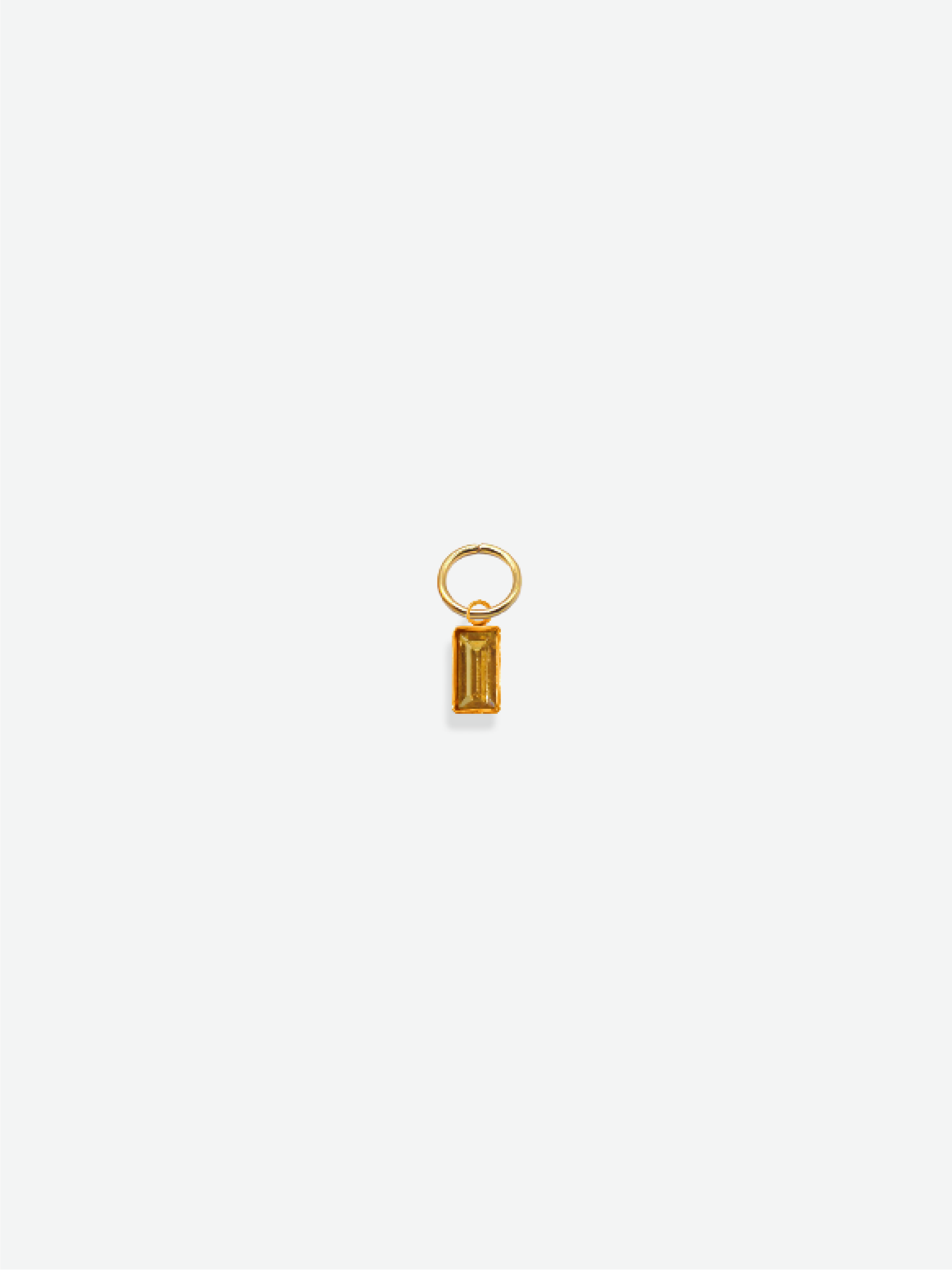 Mini rectangle yellow stone charm 18K gold plated stainless steel