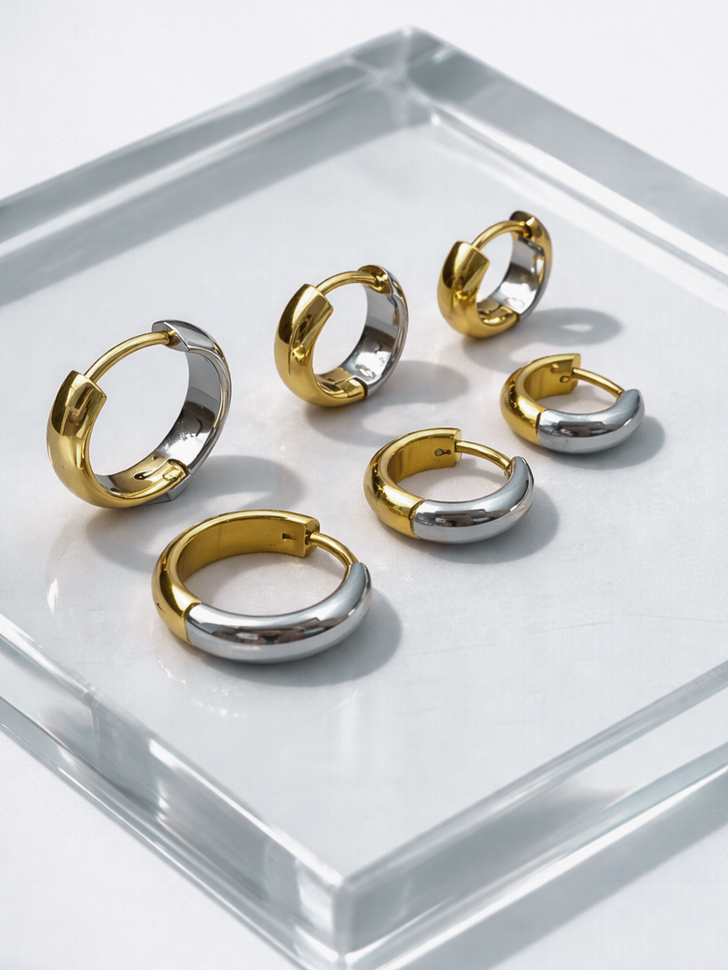 minimalist two tone earrings titanium