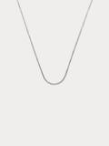 Minimalist Box Chain Necklace in silver, full length shotMinimalist Box Chain Necklace in silver, full length shot