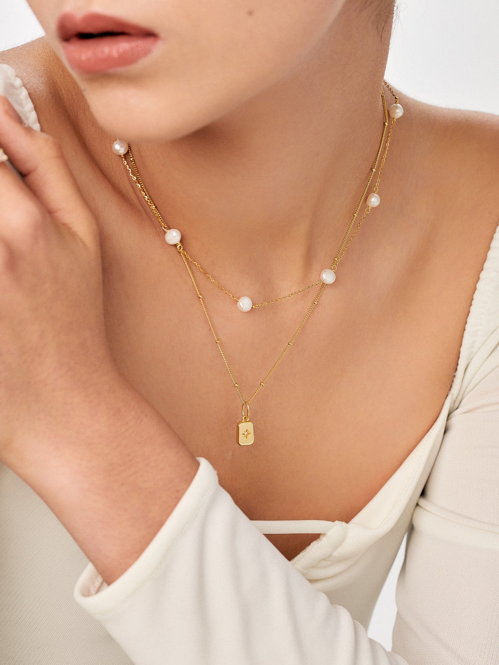 minimalist pearl necklace sterling silver everyday wear