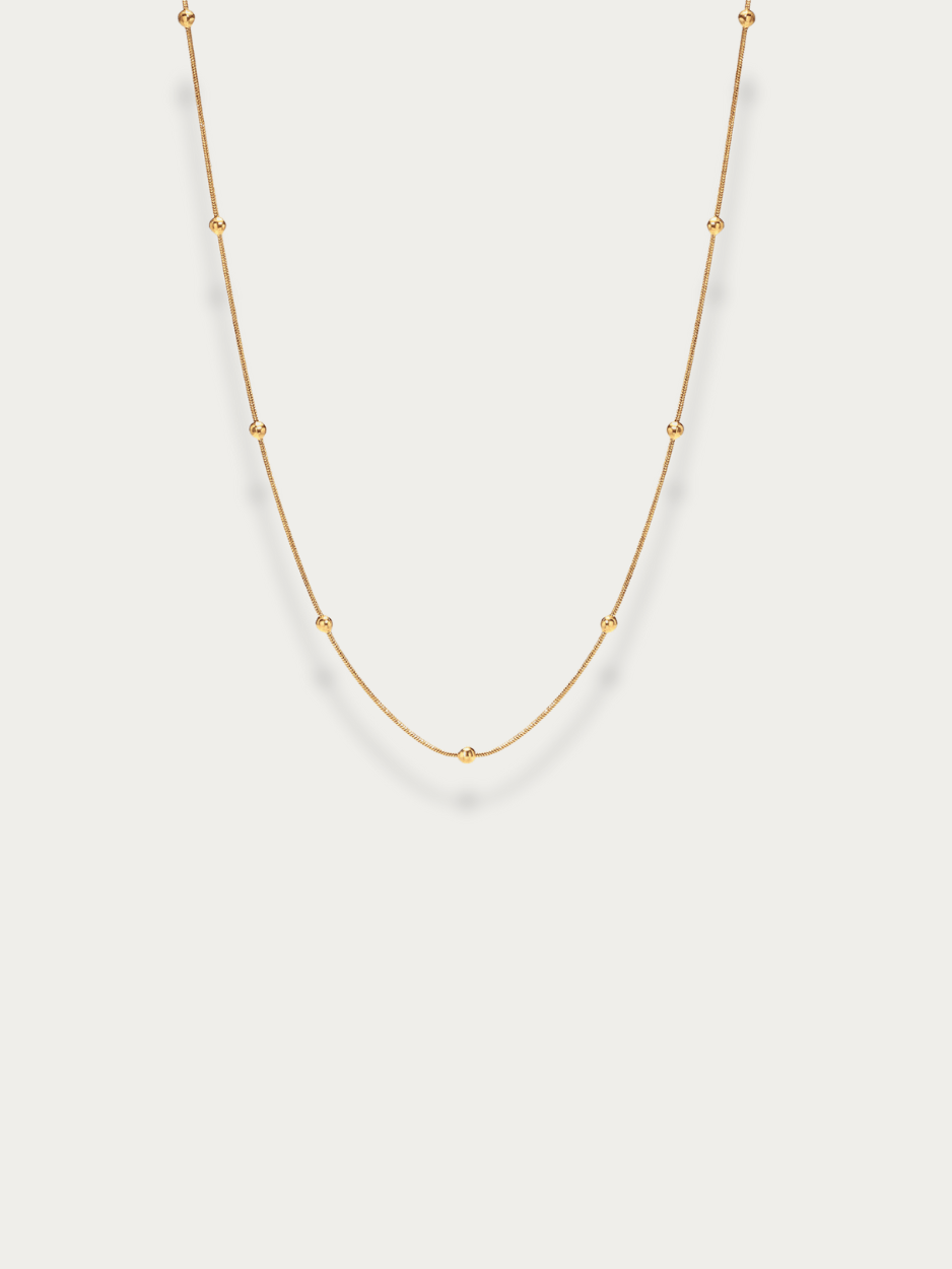 minimalist snake chain necklace with satellite beads