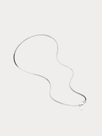 Minimalist Snake Chain Necklace in silver titanium, full length shot