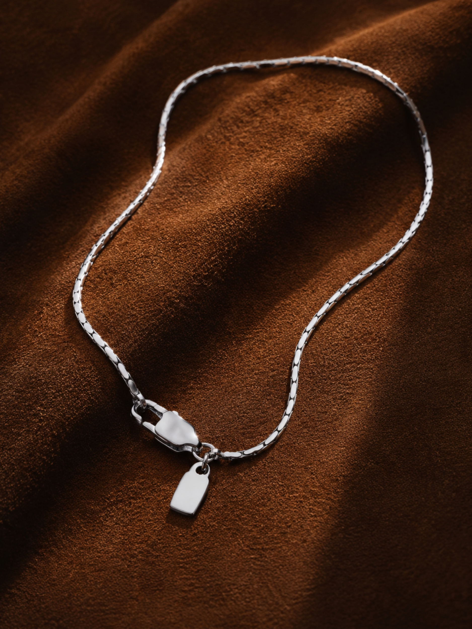 Minimalist Wheat Chain Bracelet flatlay in silver