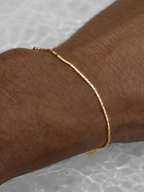 Minimalist Wheat Chain Bracelet styled in a wrist look