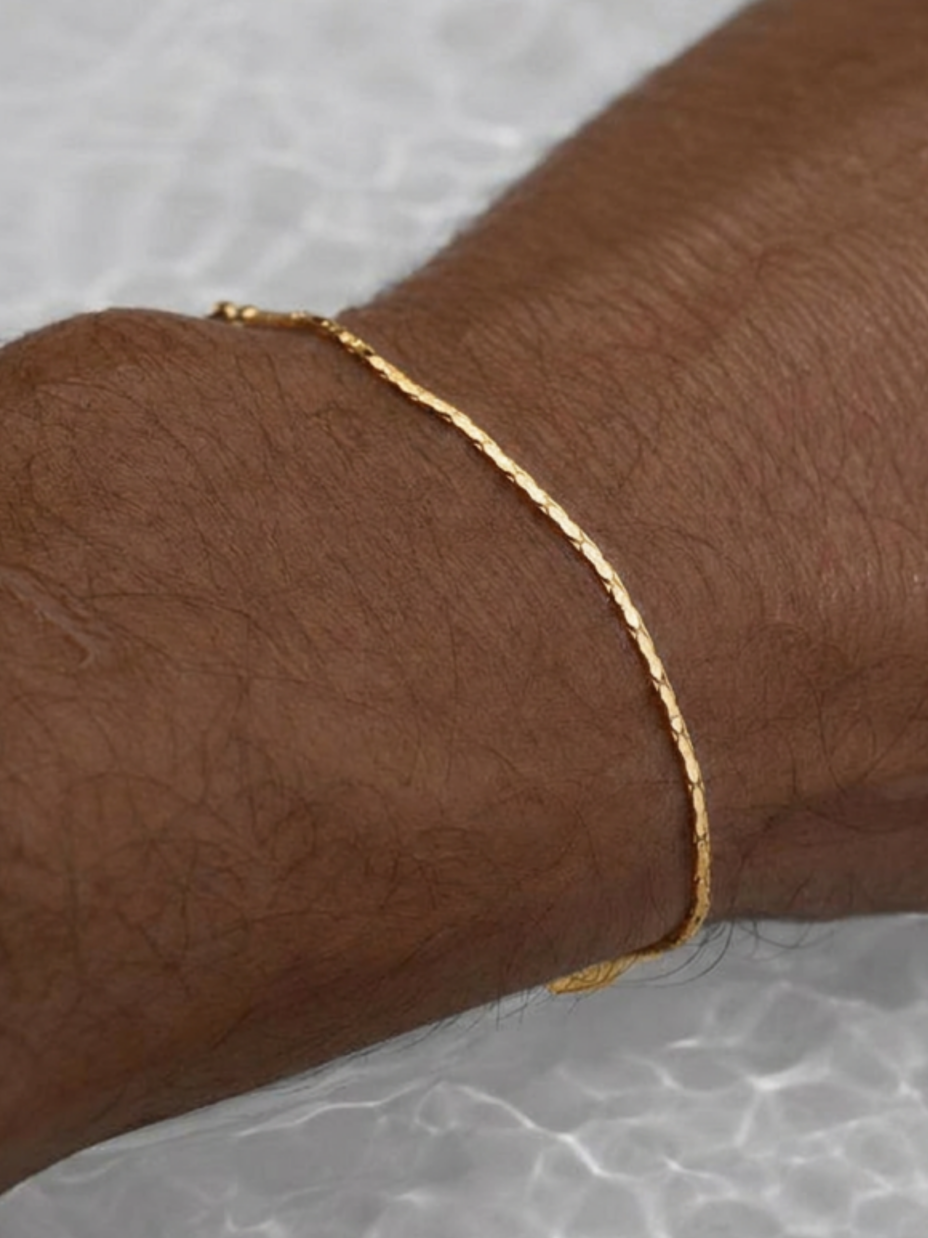Minimalist Wheat Chain Bracelet styled in a wrist look