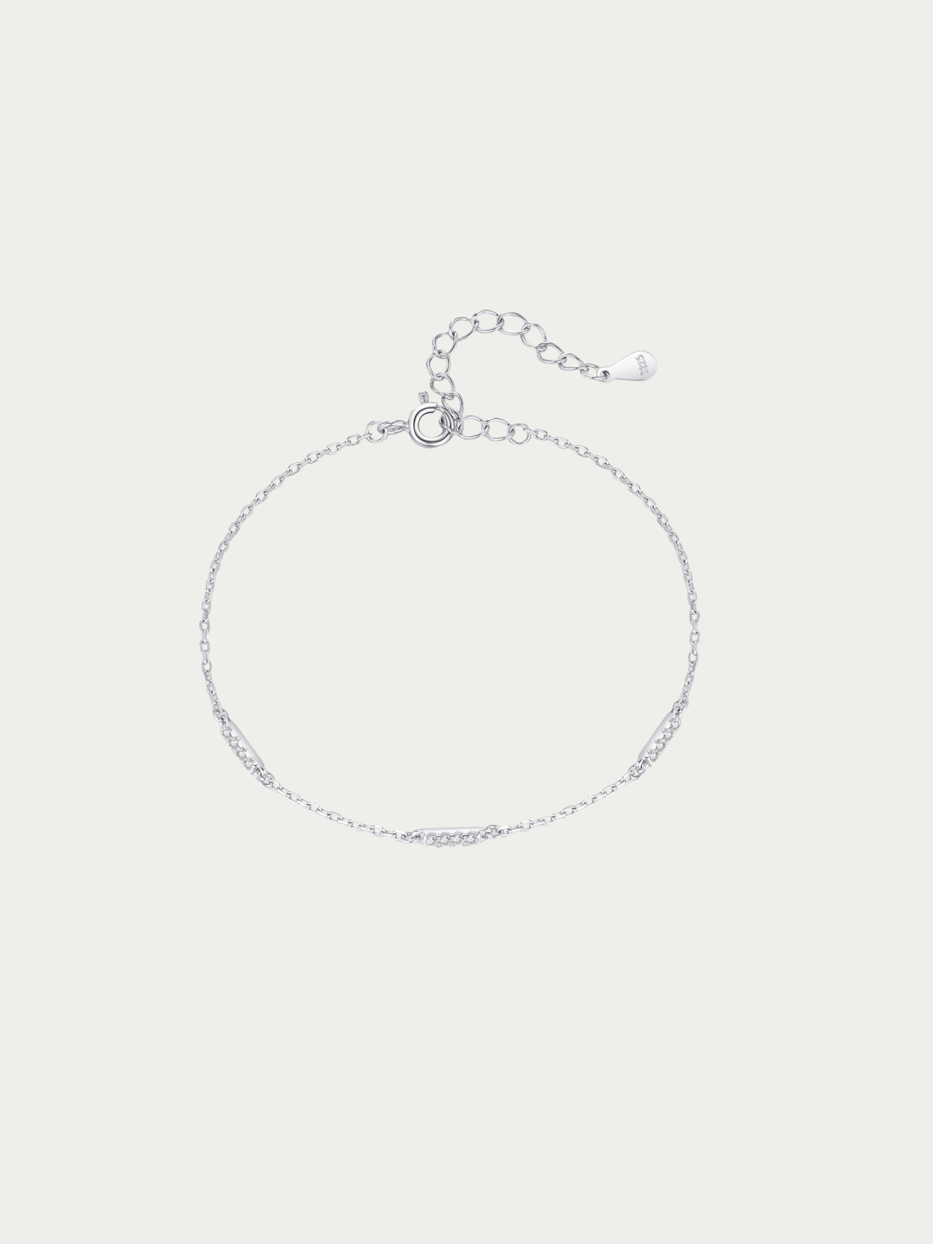 Miranna Trio Mini Bracelet in 925 sterling silver with three pavé bar stations, studio hero shot