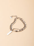 8mm curb chain detail on MNML Activist Engravable Link Chain Bracelet — bold titanium chain