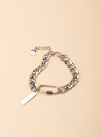 8mm curb chain detail on MNML Activist Engravable Link Chain Bracelet — bold titanium chain