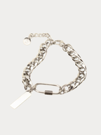 MNML Activist Engravable Link Chain Bracelet in titanium silver — front view, engravable chain bracelet Malaysia