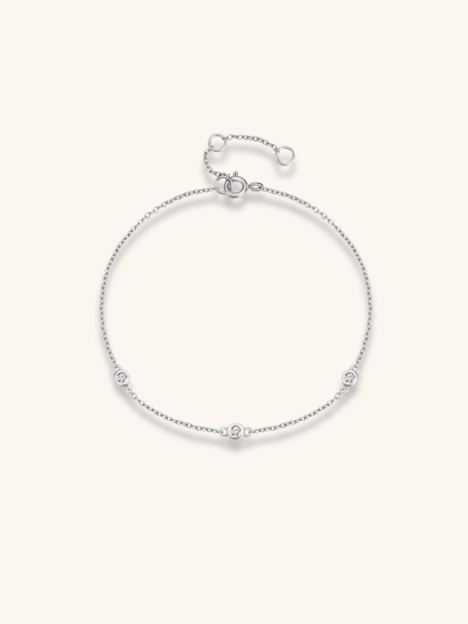 ALEXIS Trio Diamond Sterling Silver Bracelet with three CZ stations