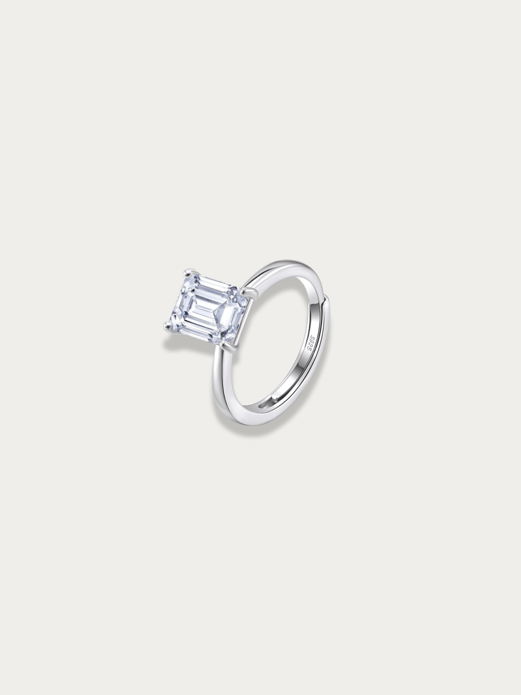 Alix Eternal Brilliance Ring with emerald-cut stone, 925 sterling silver