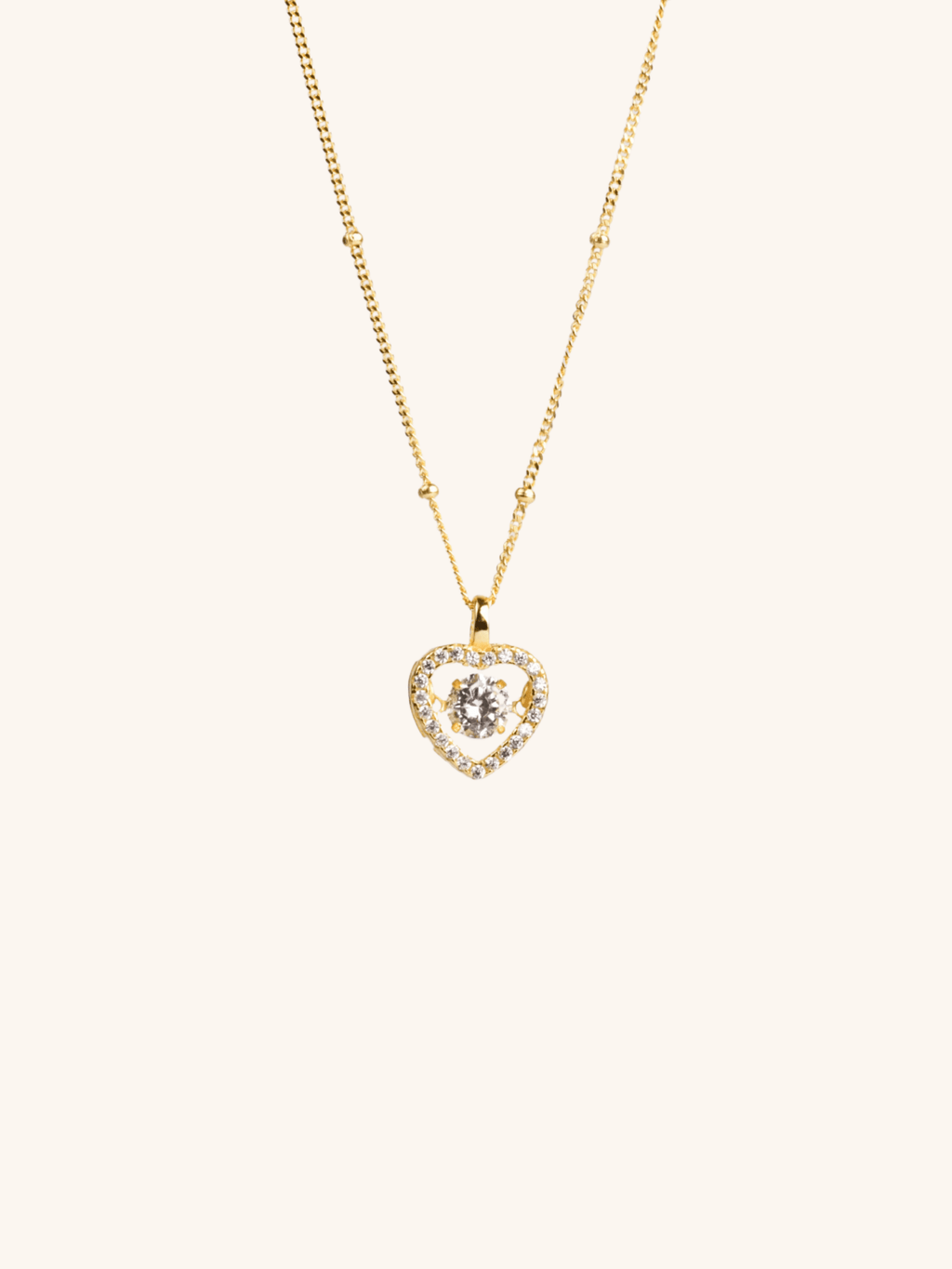 MNML Amber Dancing Diamond Heart Necklace in 14K gold — gold heart necklace Malaysia