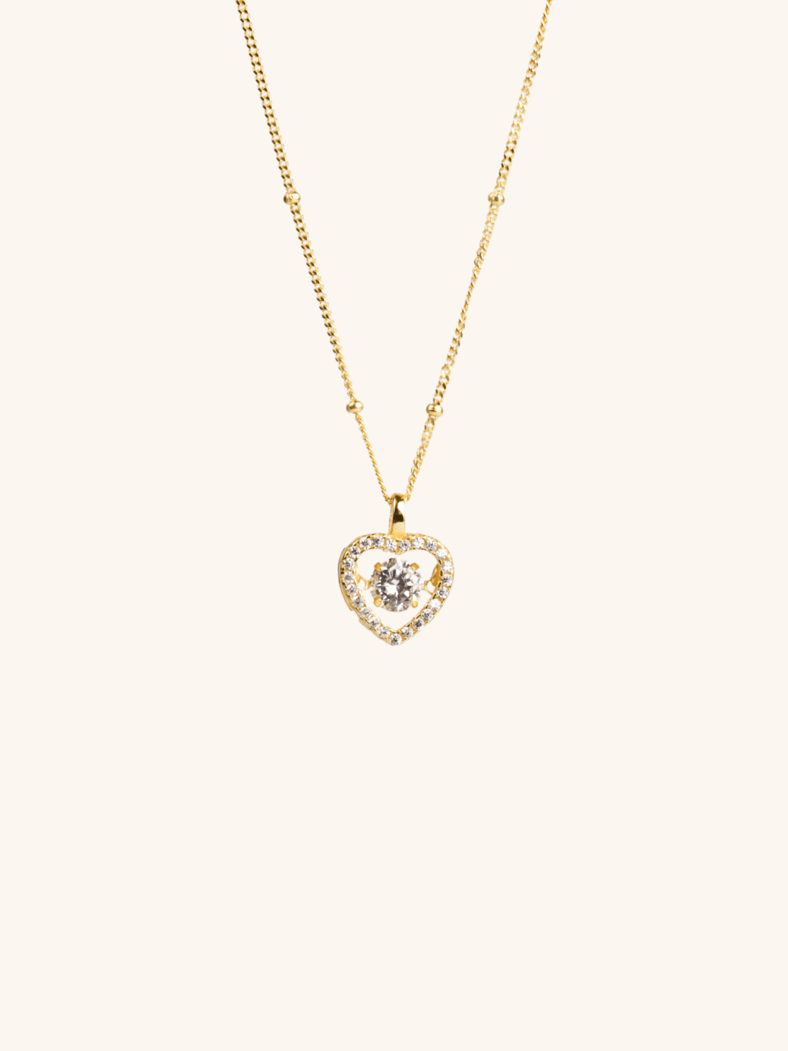 MNML Amber Dancing Diamond Heart Necklace in 14K gold — gold heart necklace Malaysia