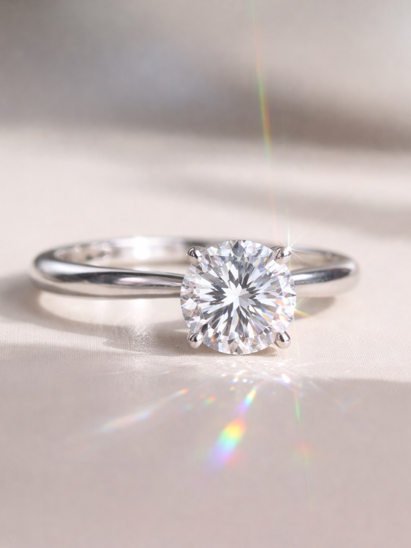 Sparkle detail on MNML Amélie Eternal Brilliance Ring — 8A CZ round brilliant diamond-like brilliance