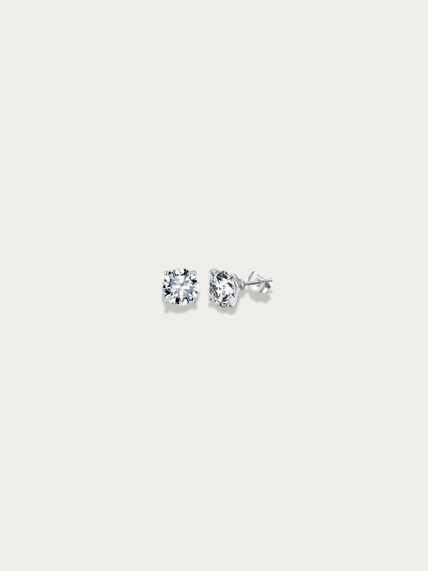 MNML Amélie Eternal Brilliance Stud Earrings Round Cut in 925 silver — front view, CZ stud earrings Malaysia