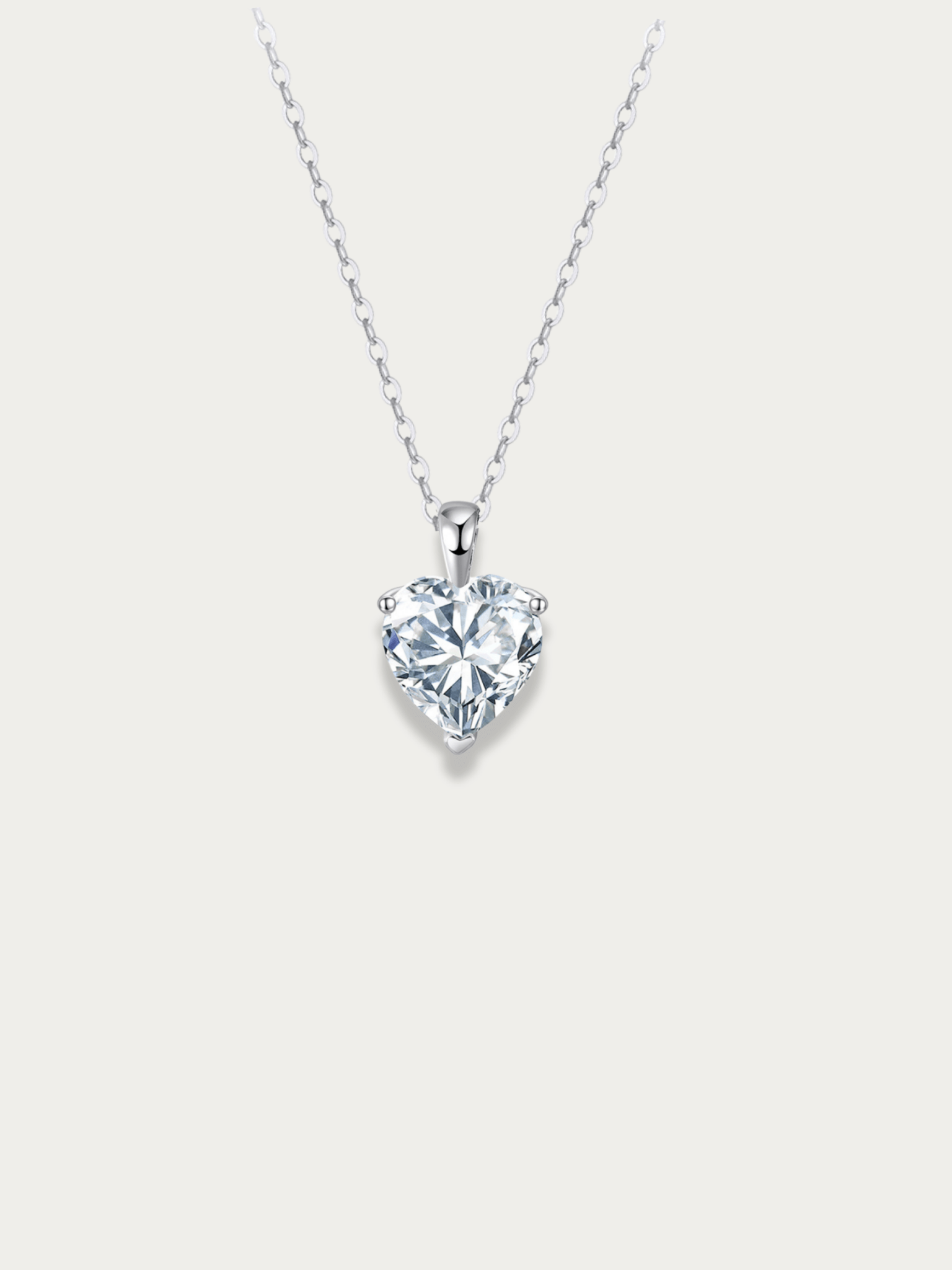 MNML Amoura Eternal Brilliance Necklace in 925 silver rhodium — front view, heart necklace Malaysia