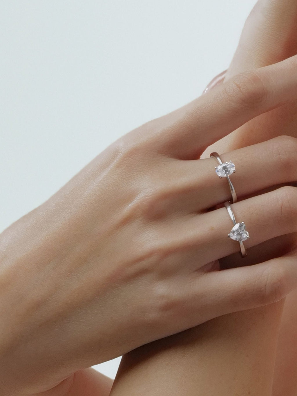 Amoura Heart Cut Ring worn on the hand