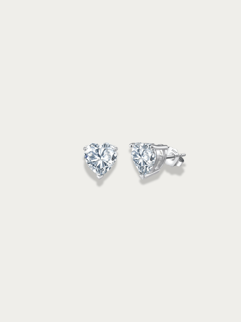 MNML Amoura Eternal Brilliance Stud Earrings Heart Cut in 925 silver — front view, heart stud earrings Malaysia